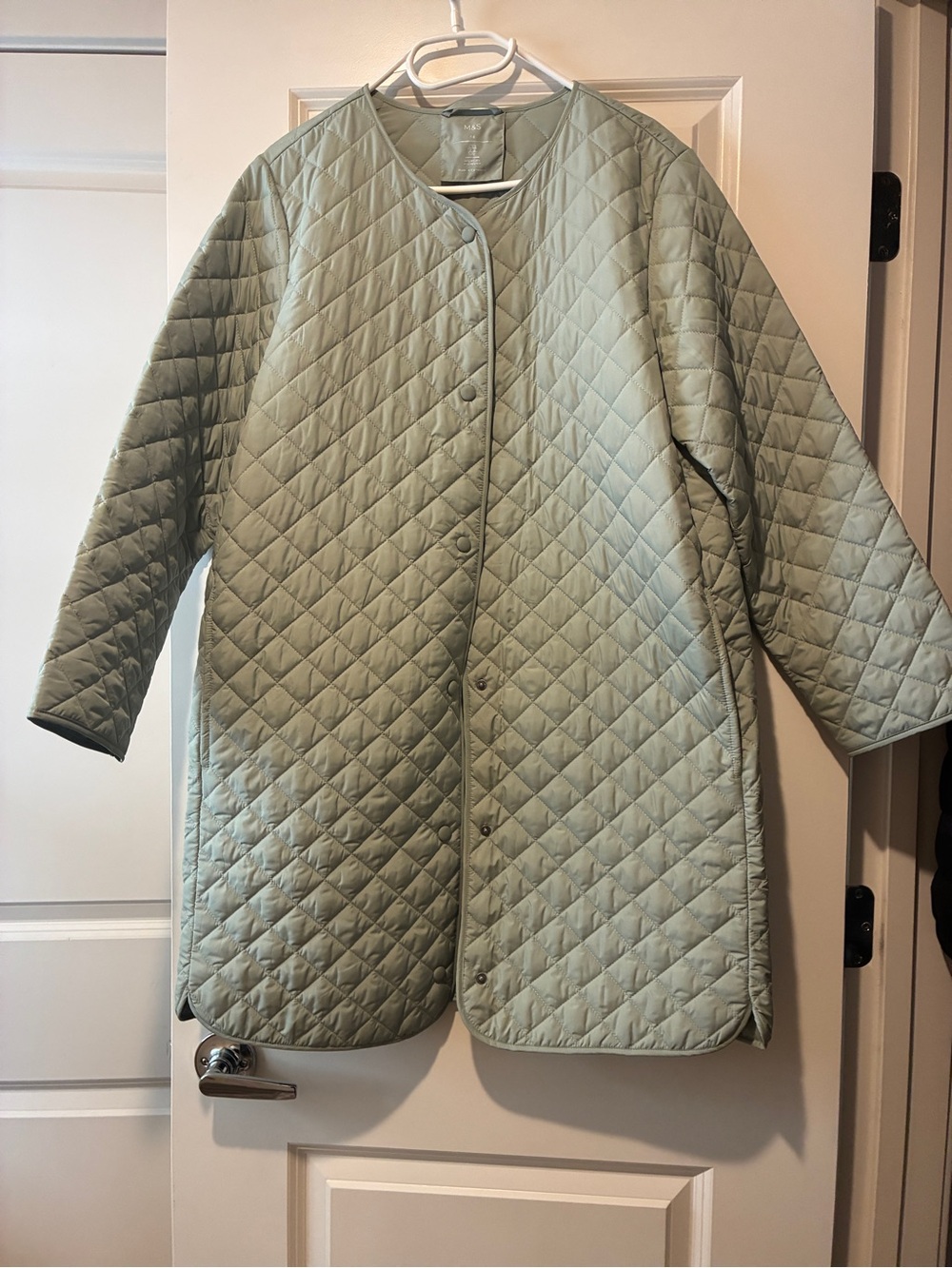 Marks and Spencer Mint green summer weight quilted coat